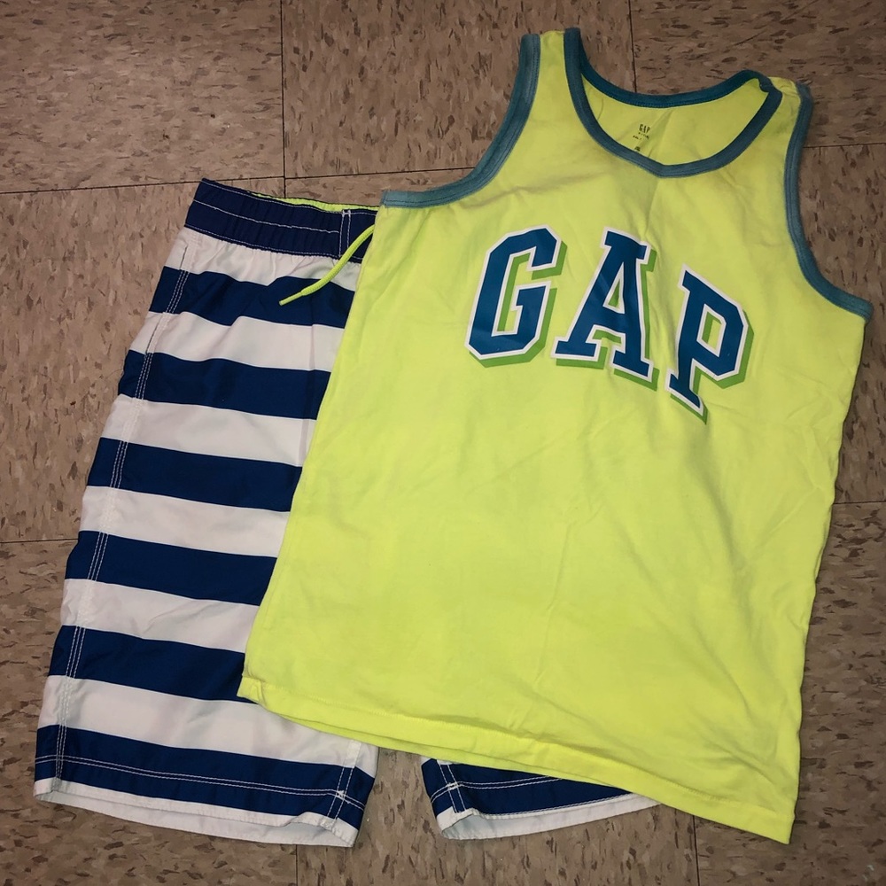 Gap kids boys swim trunks and tank top